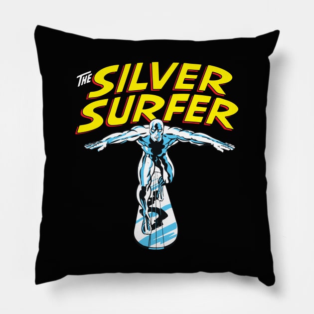 Classic Silver Surfer Pillow by TonieTee