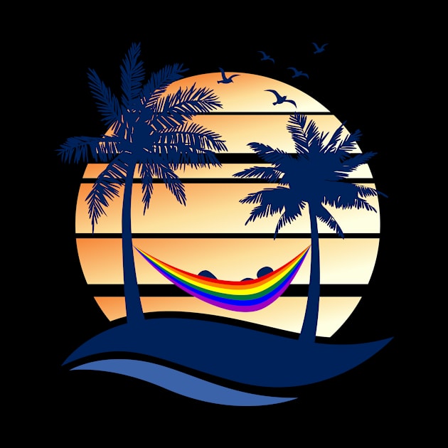 LGBTQ Pride Hammock Summer Beach Sunset by wheedesign