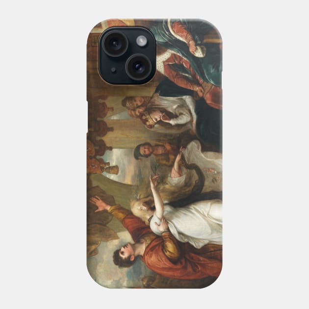 Hamlet- Act IV, Scene V (Ophelia Before the King and Queen) by Benjamin West Phone Case by Classic Art Stall