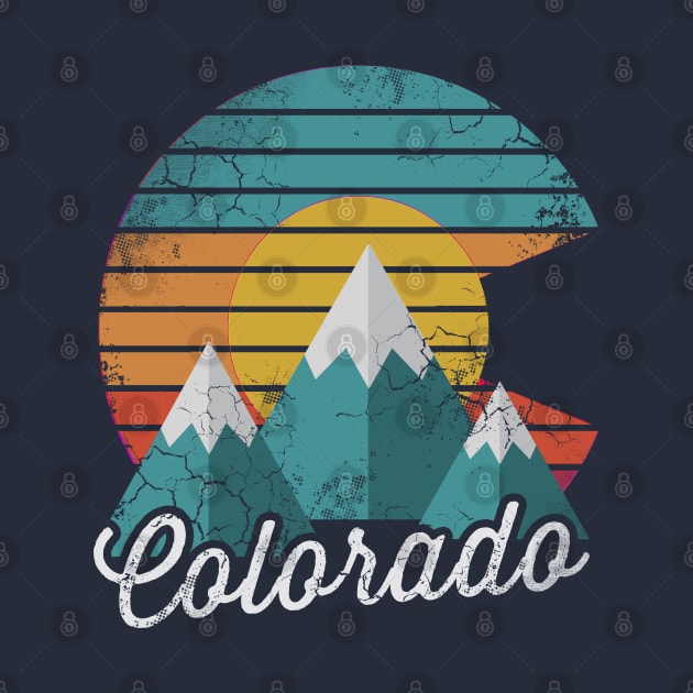 Retro Colorado Mountains Flag Sunset by E