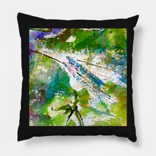 Intuitive Organic Abstract Watercolor in Green Pillow