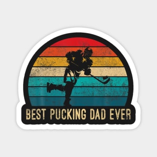 Vintage Best Pucking Dad Ever Shirt Hockey Father's Day Magnet
