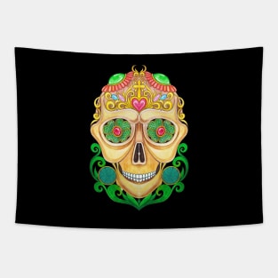 Sugar skull fancy vintage and gems day of the dead. Tapestry