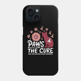 Burgundy & White Paws For The Cure Oral Head and Neck Cancer Phone Case