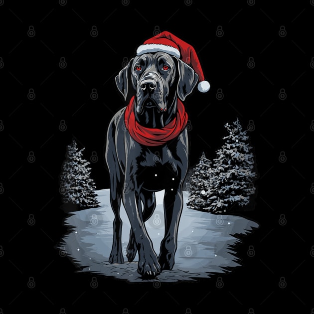 Cute Great Dane Christmas Lights Santa Hat Xmas Pajama by Mitsue Kersting