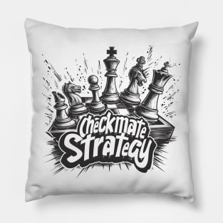 Checkmate Strategy Dynamic Chess Board Illustration Pillow