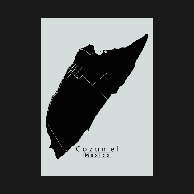 Cozumel Mexico Island Map dark by Robin-Niemczyk