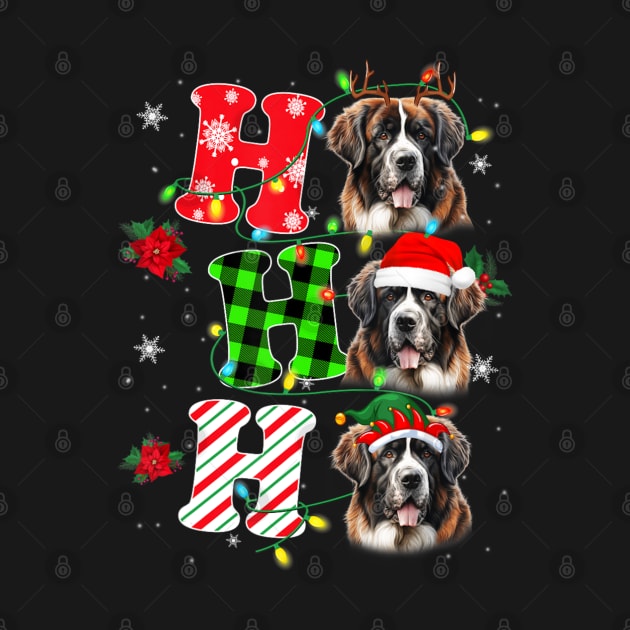 Ho Ho Ho Saint Bernard Dog Christmas by Mitsue Kersting