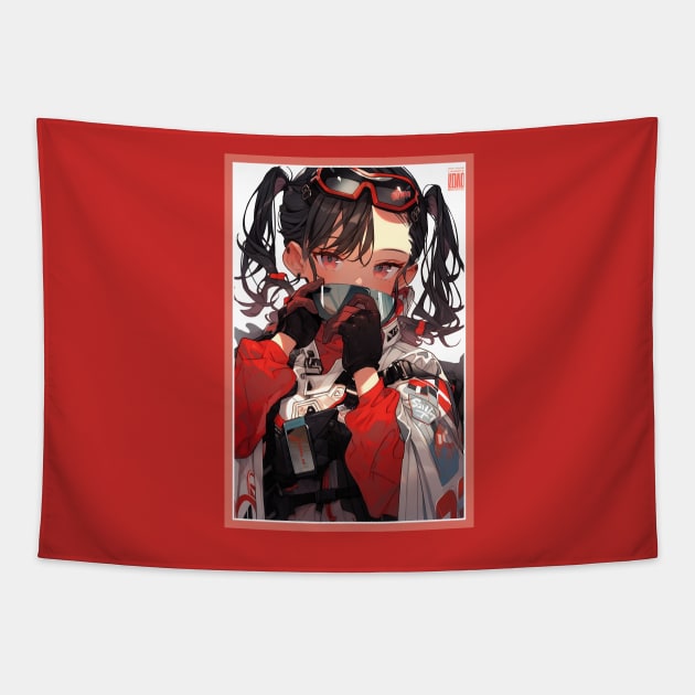Aesthetic Anime Girl Red White Black | Quality Aesthetic Anime Design | Chibi Manga Anime Art Tapestry by AlNoah