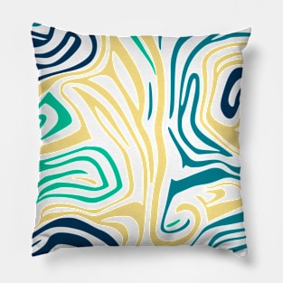 Curve Yellow Green Blue Abstract Design Pillow