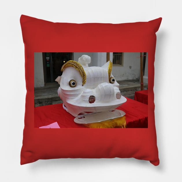 Unfinished white Chinese Dragon mask Pillow by kall3bu