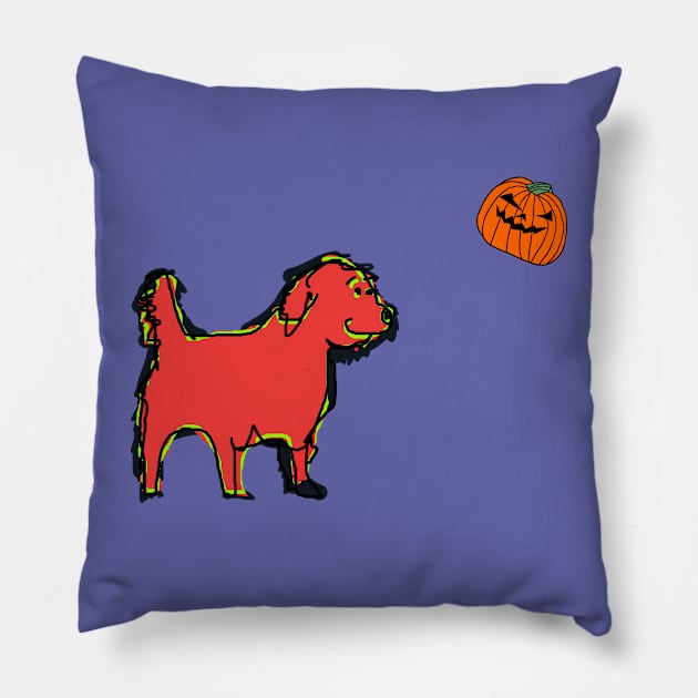 Halloween Dog Found Spooky Pumpkin Pillow by ellenhenryart