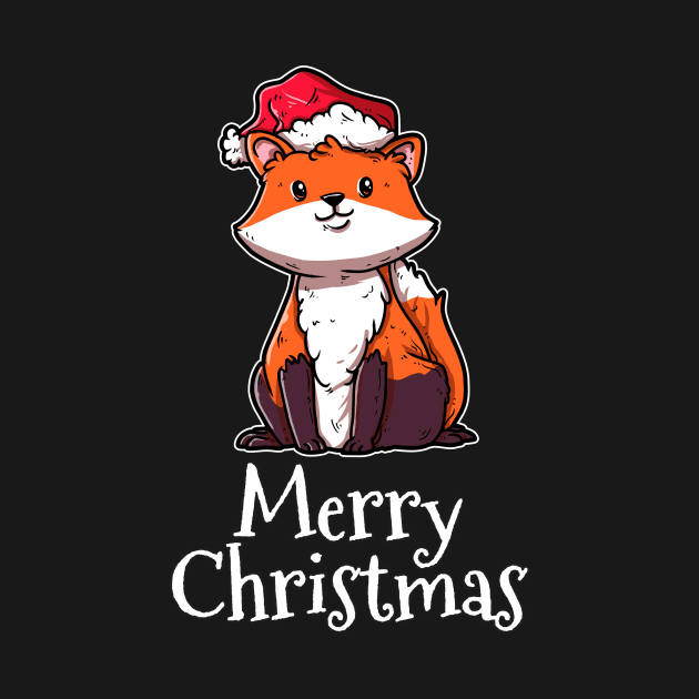 Merry Christmas Red Fox Santas Hat Fox by TheTeeBee