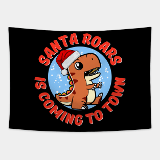 Santa Roars is Coming to Town - Dino Christmas Tapestry