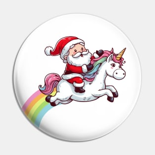 Santa Riding Unicorn Pin