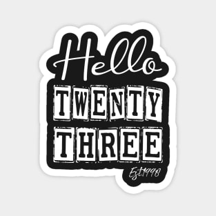 Hello Twenty three Est.1998 23th Funny Birthday Magnet