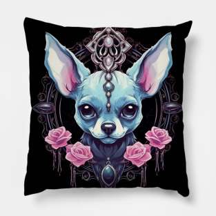 Goth Blue Chihuahua Pillow