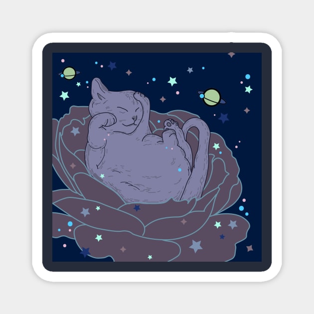 flower cat in space Magnet by mellowmeow