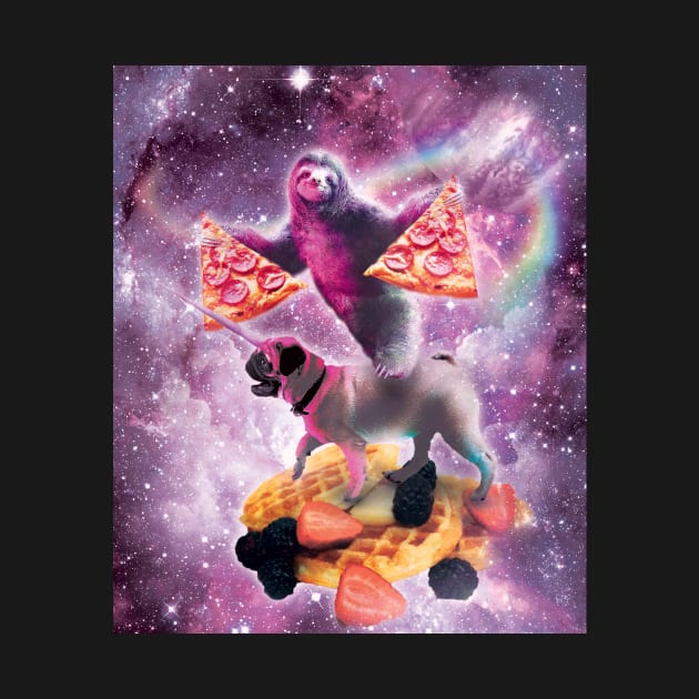 Space Pizza Sloth On Pug Unicorn On Waffles by Random Galaxy