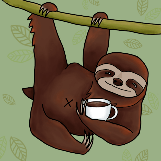 Sloth with coffee Kids T-Shirt by MoggyCatDesigns