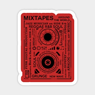 Genres of a Mixtape - Fontart Music Cassette Magnet