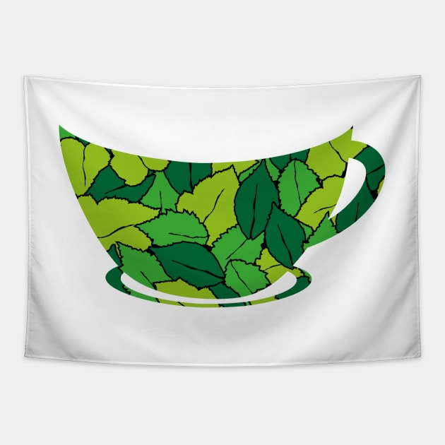 cup of organic herbal leaf tea for healthy life logo Tapestry by asepsarifudin09