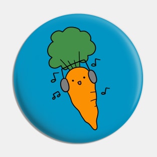 Carrot with Headphones Pin