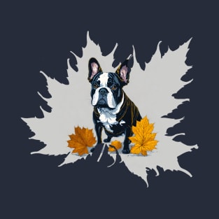 Adorable French Bulldog Fall Leaves T-Shirt