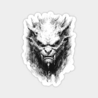 Sketch Monster Fantasy Art Character Black and White Magnet