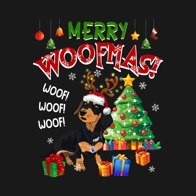 Dachshund Merry Woofmas Awesome Christmas by Dunnhlpp