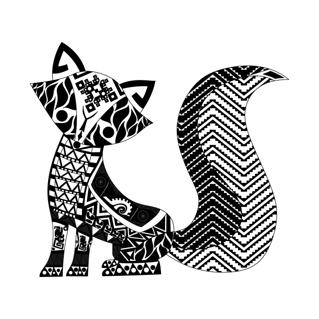 wild fox ecopop pattern in boho chic style by jorge_lebeau