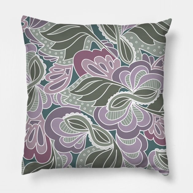 Sage Blush Floral Pattern Pillow by cottoncanvas