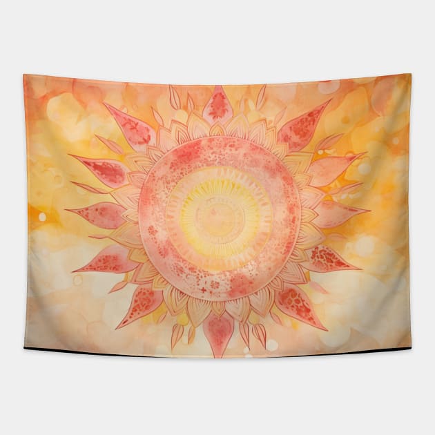 Boho Sun Mandala Zen Tapestry by Trippycollage