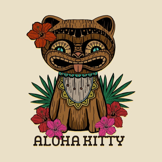 Aloha Kitty Tiki Totem by LittleBunnySunshine