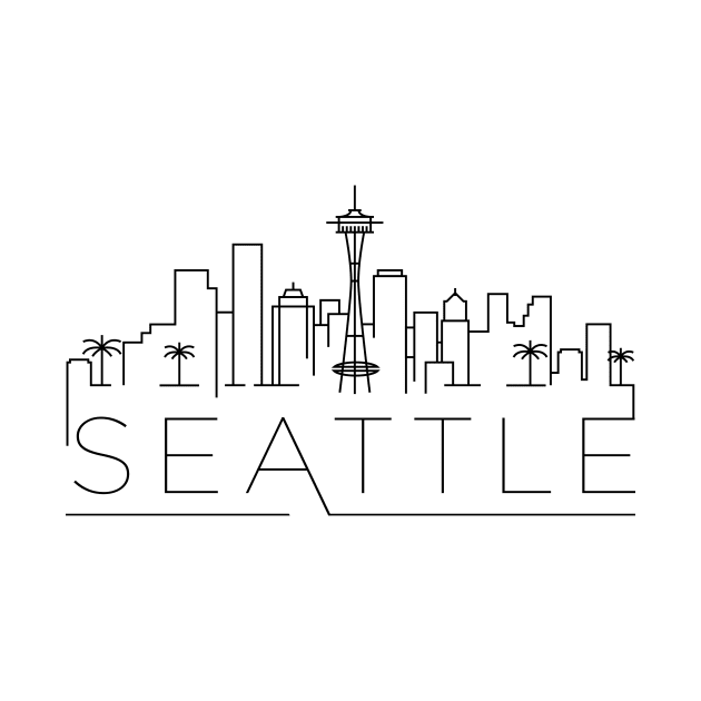 Seattle Minimal Skyline by kursatunsal