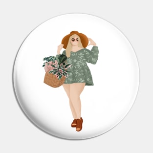 Girl Plant Shopping Pin