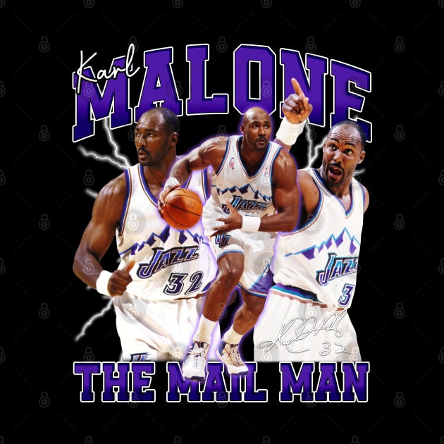 Karl Malone The Mail Man Basketball Legend Signature Vintage Retro 80s 90s Bootleg Rap Style by CarDE