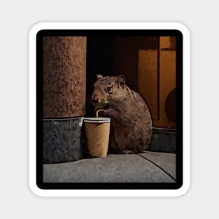 watercolor groundhog loves coffee Magnet