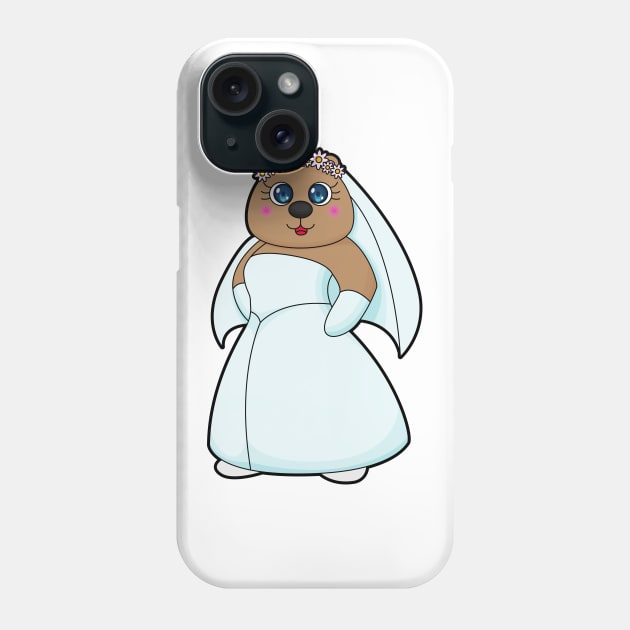 Bear as Bride with Wreath of Flowers Phone Case by Markus Schnabel