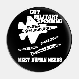 Cut Military Spending, Meet Human Needs - Anti War, Leftist, Socialist Pin