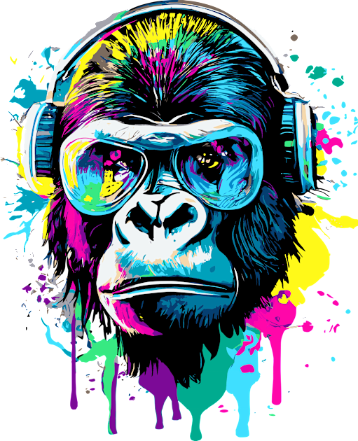 DJ Gorilla - Gorilla with Headphones Kids T-Shirt by BigWildKiwi