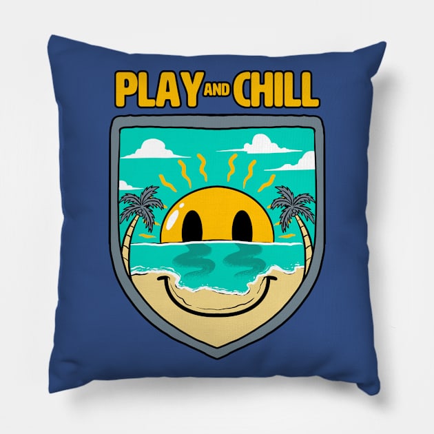 happy badge Pillow by spoilerinc