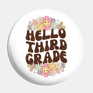 Groovy Hello 3rd Grade Vibes Retro Teacher Back To School Pin