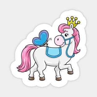 Horse as Princess with Crown and Butterfly Magnet