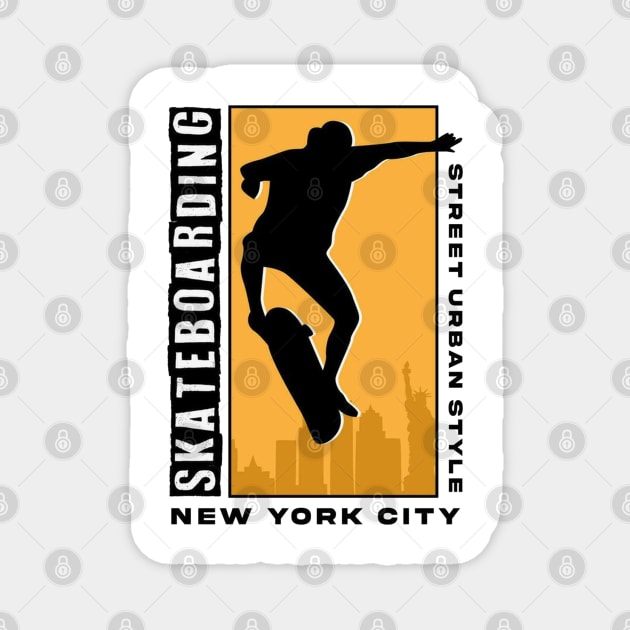 Skate the City: New York Urban Vibes Magnet by Linna-Rose