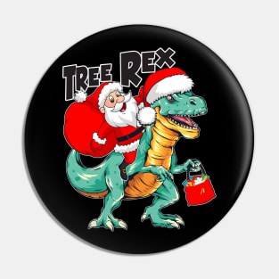 Santa Riding Dinosaur T-rex Pin