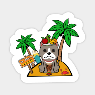 Cute Grey Dog on a tropical island Magnet