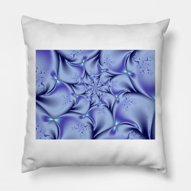 Silky Blue Fractal Spiral Pillow by pinkal