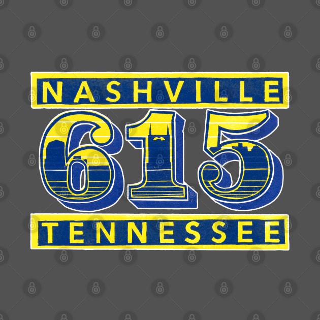 Nashville 615 Area Code Skyline by CrowingHensBindery