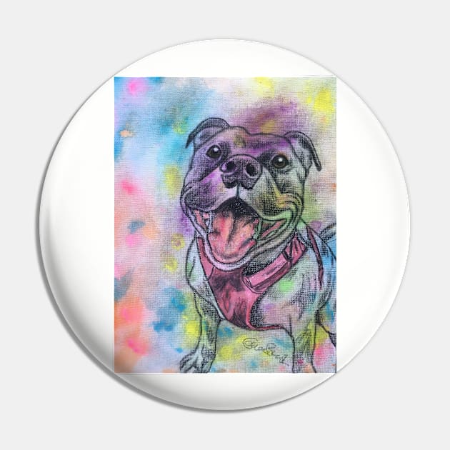 Staffordshire Bull Terrier Rainbow Pin by Merlinsmates